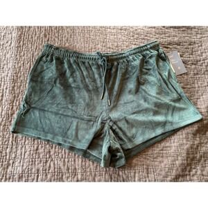 Universal Threads Green Velour Lounge Shorts Drawstring Elastic Waist Casual